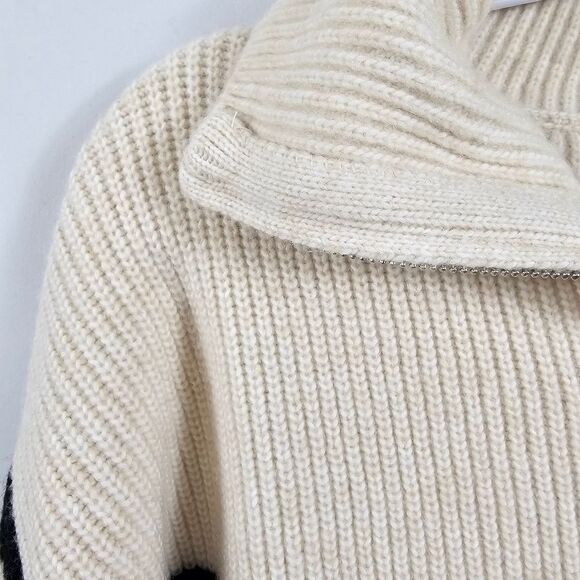 H&M Rib Kint Half Zip Sweater in Cream Striped - Size S - Picture 3 of 10